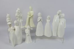 Eight white glaze figures / groups by Coalport, Royal Worcester and Royal Doulton Images,