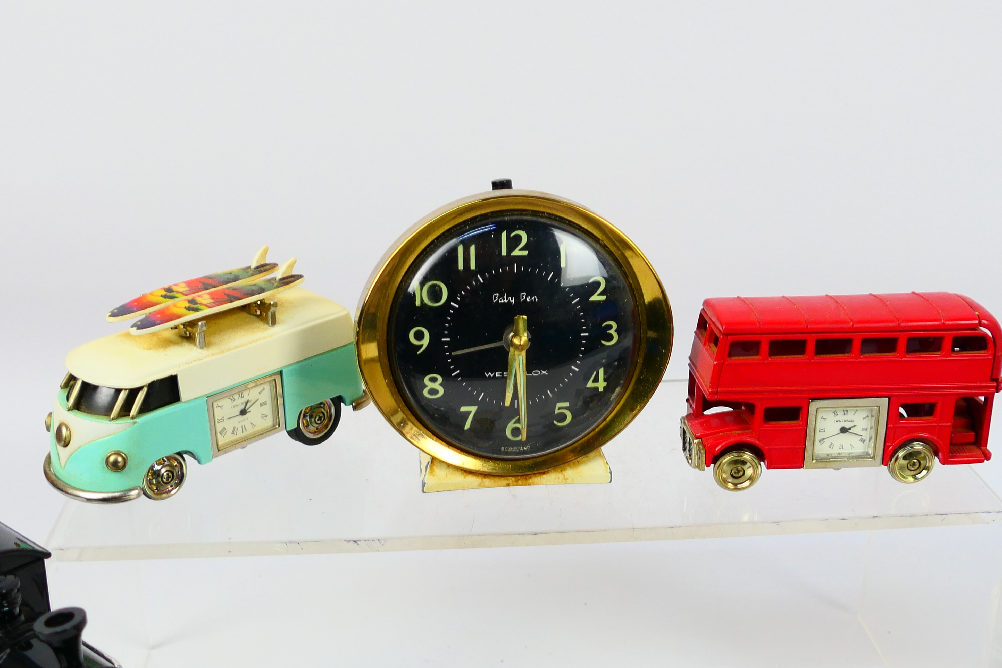 A collection of clocks, predominantly transport related novelty examples. - Image 2 of 5