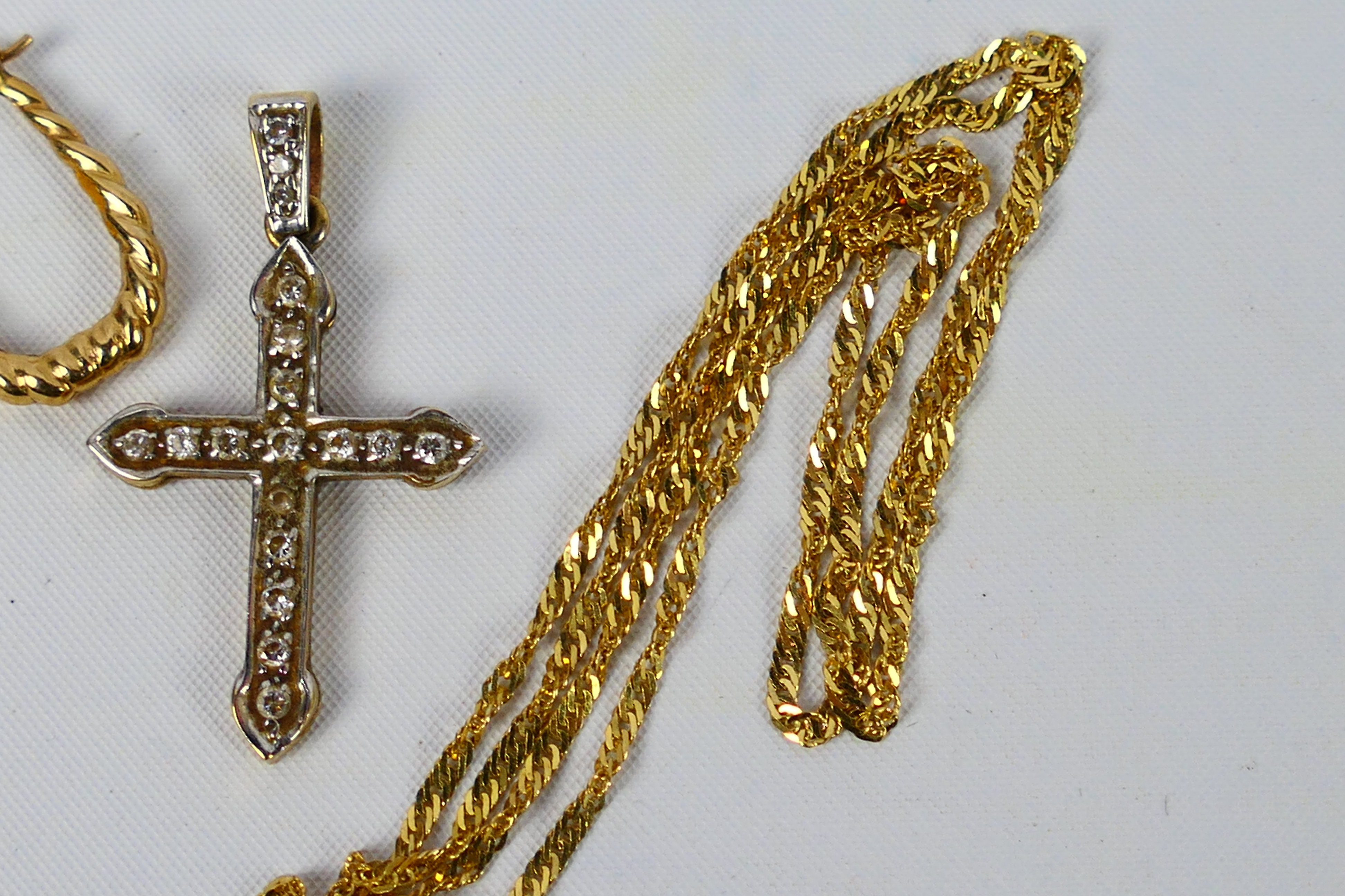 A 9ct gold stone set crucifix pendant, - Image 3 of 4