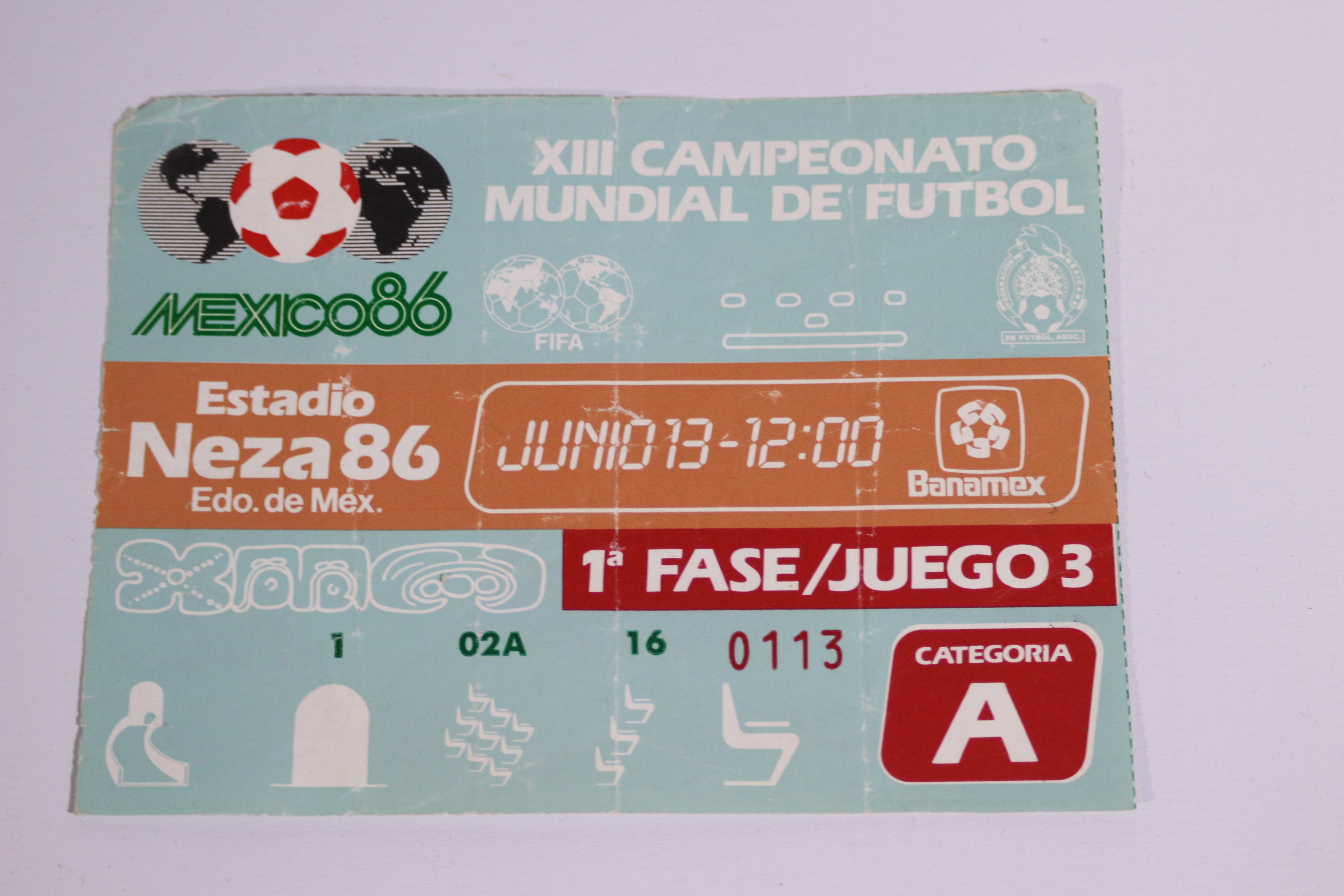 World Cup Football Ticket, Mexico 86 Sco