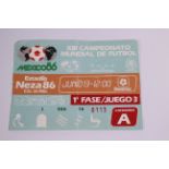 World Cup Football Ticket, Mexico 86 Sco