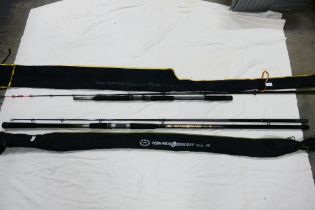 Two rods comprising a two piece Penn Progression Surf and a two piece Normark Titan 2000 Uptide 4 -