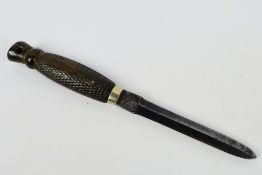 An antique Thistle Head knife with 12.5 cm (l) blade, approximately 23.5 cm (l) overall.