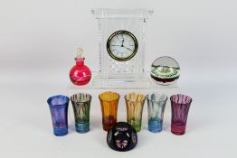 Glassware comprising paperweights to include a millefiore example,