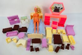 Simba Toys - A vintage Simba Toys dolls with a quantity of dolls furniture including a 'Matillda'