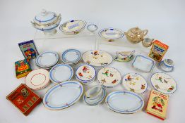 Lot to include children's tea / dinner wares and five vintage card games including John Jaques &