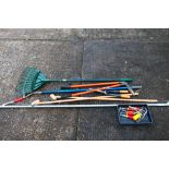 A quantity of various garden tools.