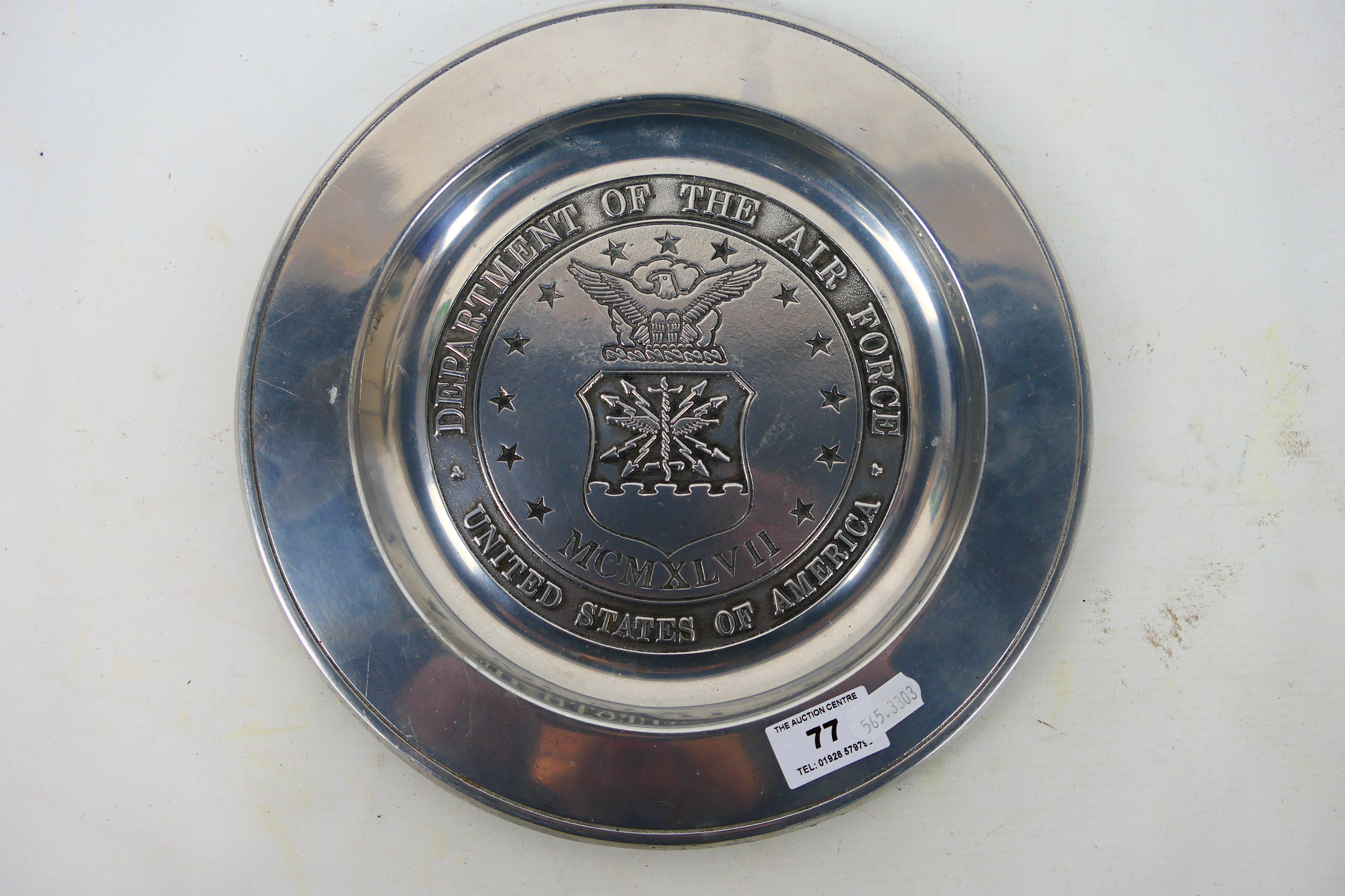 A vintage United States of America Department Of The Air Force polished pewter dish by Wilton,