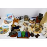 A mixed lot to include ceramics, prints, Ferranti clock, animal ornaments and other.