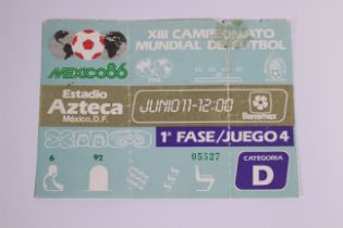 World Cup Football Ticket, Mexico 86 Ira