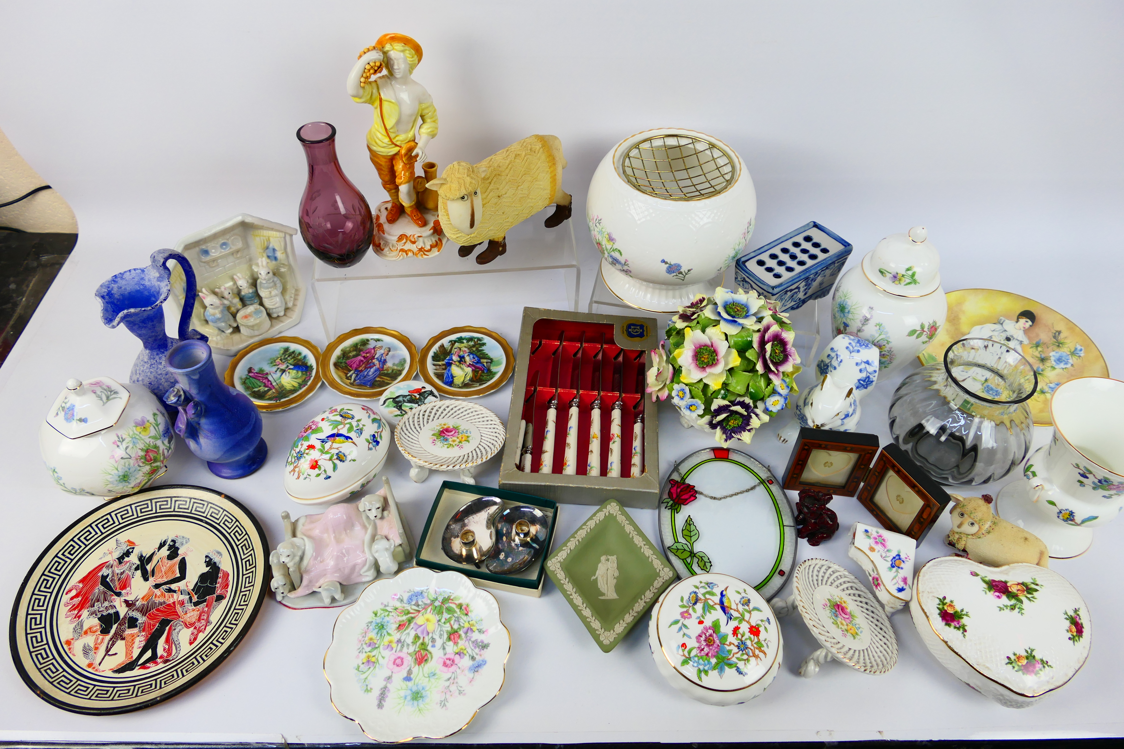 A mixed lot, predominantly ceramics and glassware to include Aynsley, Wedgwood, Minton and other,