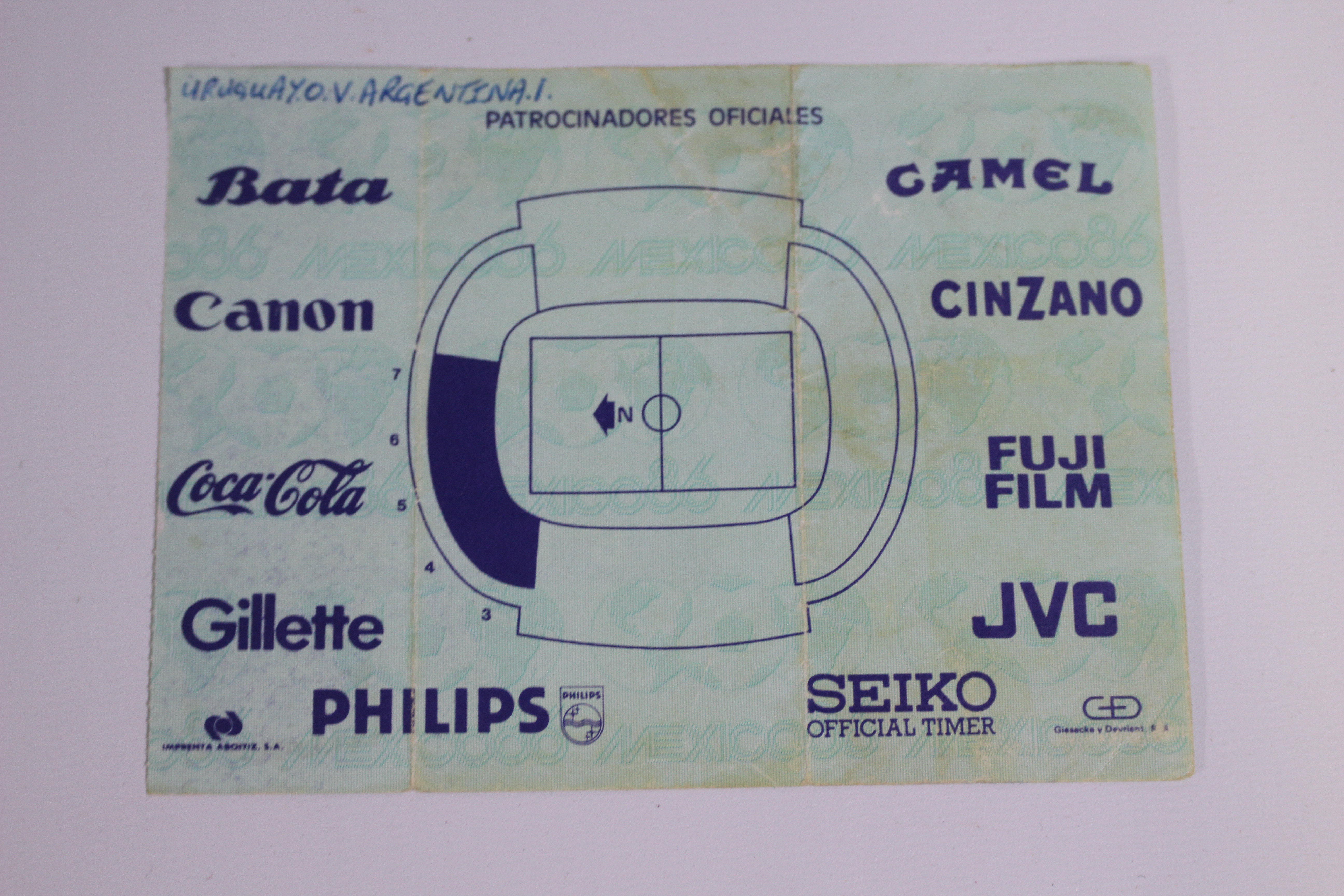 World Cup Football Ticket, Mexico 86 Uru - Image 2 of 2