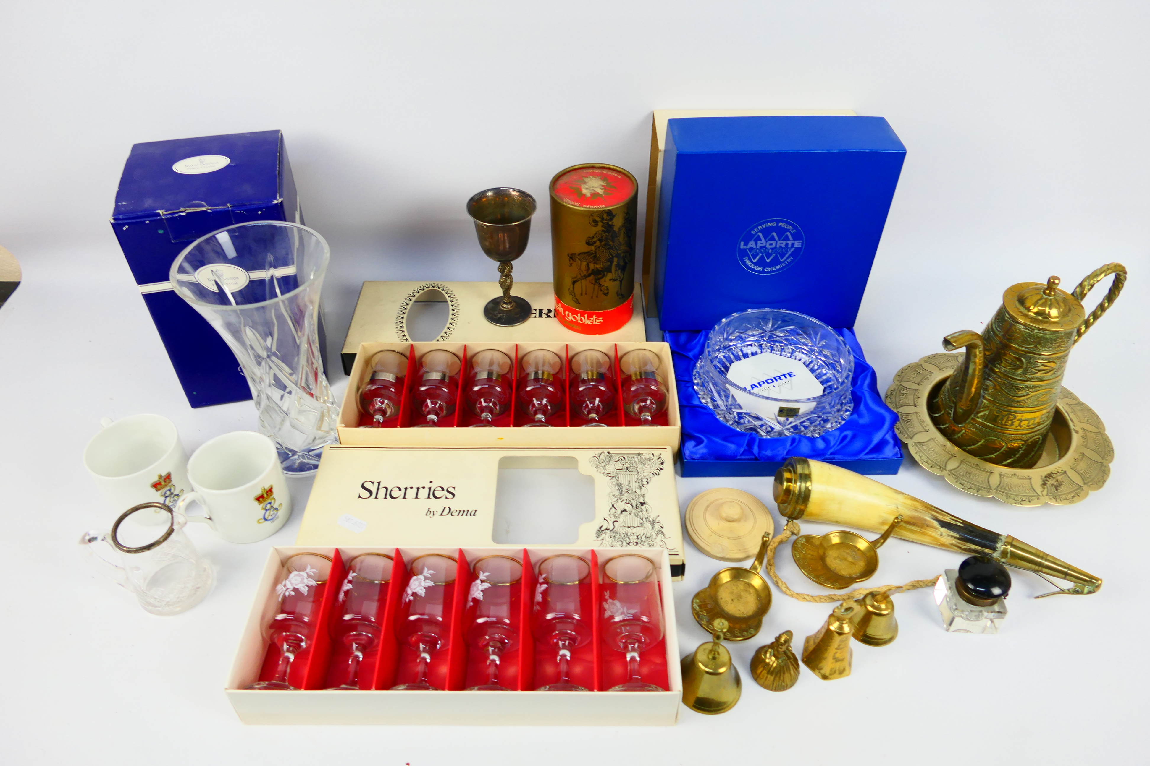 A quantity of predominantly boxed glassware to include Royal Doulton Finest Crystal,