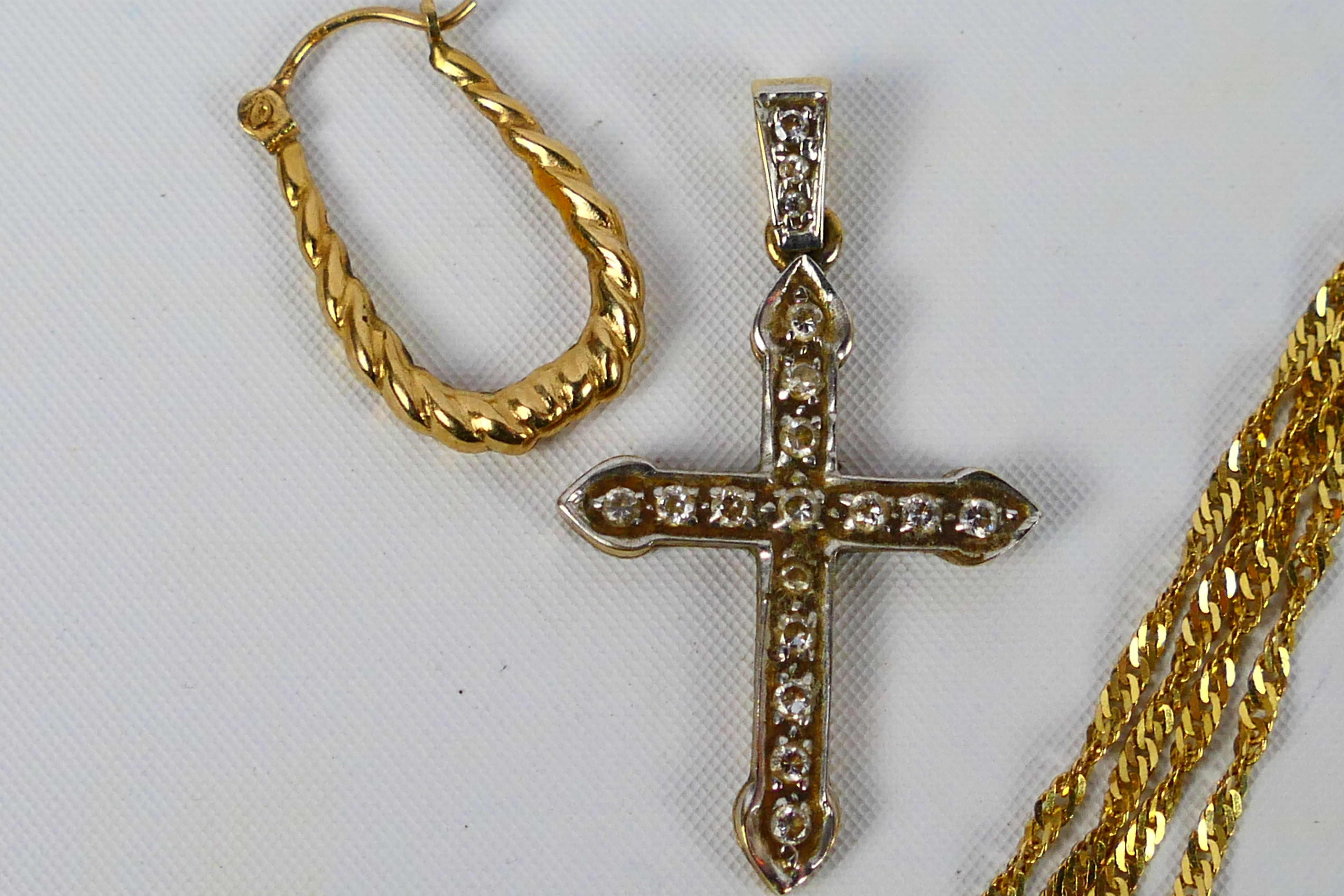 A 9ct gold stone set crucifix pendant, - Image 2 of 4