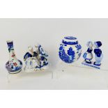 Lot to include a Royal Cauldon ginger jar, Delft figural group,