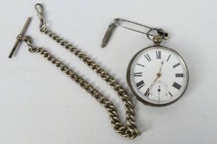 A Victorian silver cased, open face, pocket watch, the case of Birmingham assay 1883,