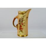 A late Victorian Royal Worcester blush ivory and gilt jug, shape 1229,