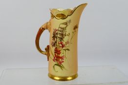 A late Victorian Royal Worcester blush ivory and gilt jug, shape 1229,