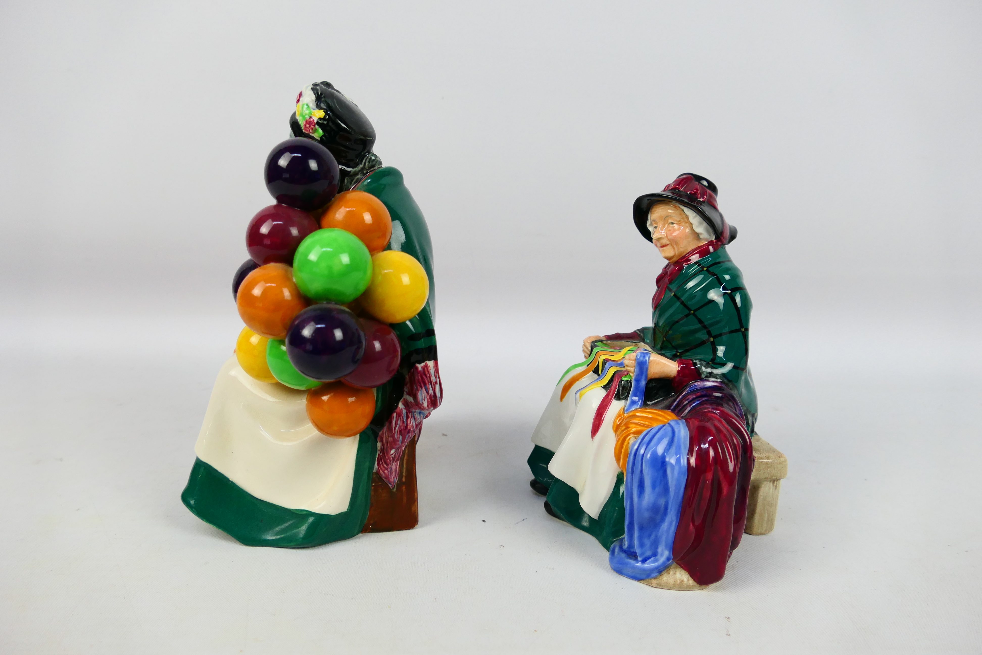 Two Royal Doulton figures comprising # HN1315 The Old Balloon Seller and # HN2017 Silks And Ribbons, - Image 4 of 5