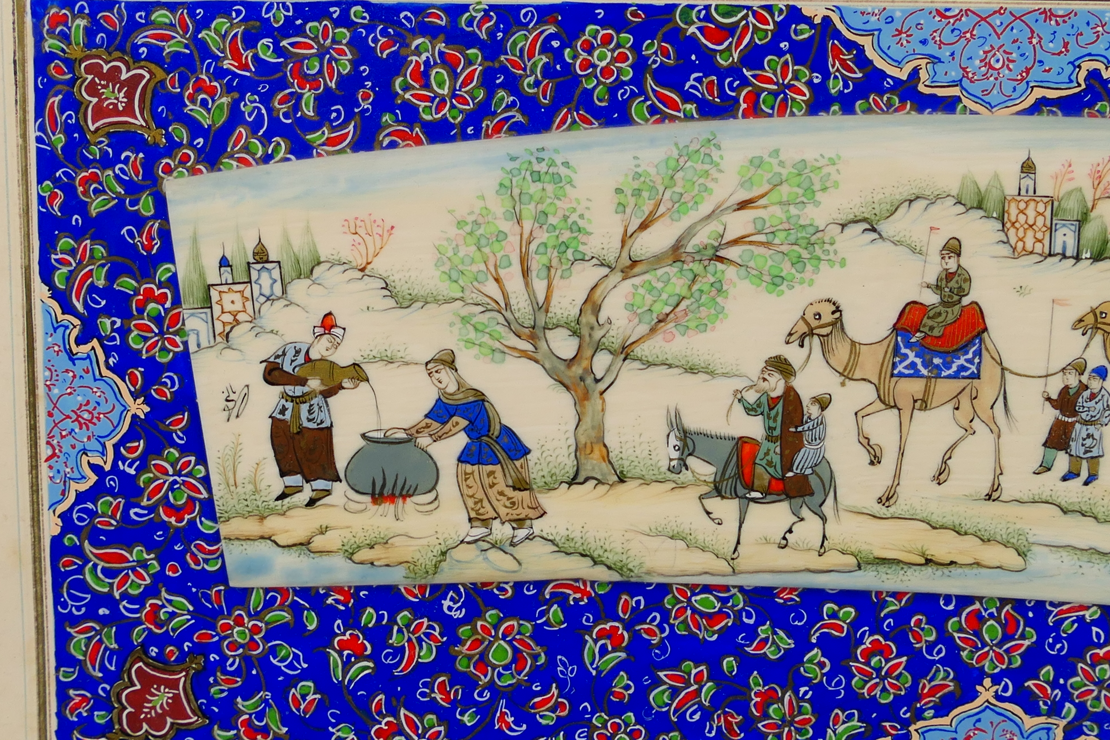 Two Persian miniature paintings on ivorine, - Image 3 of 8