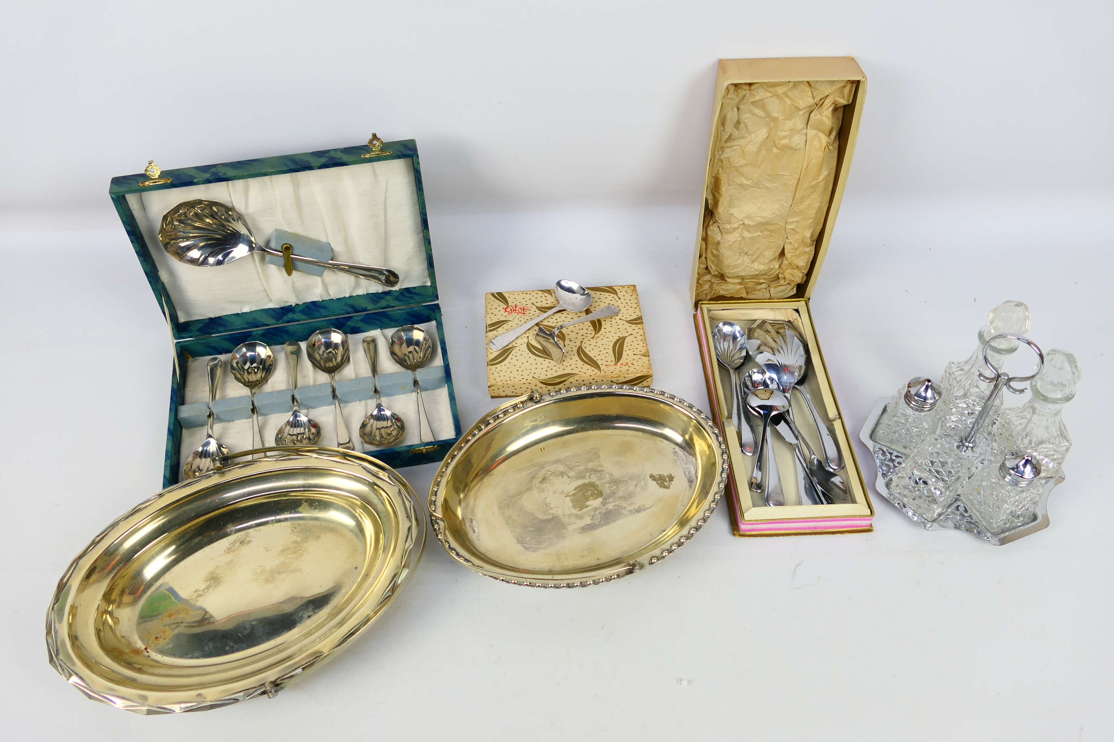 A collection of various plated ware, part cased.
