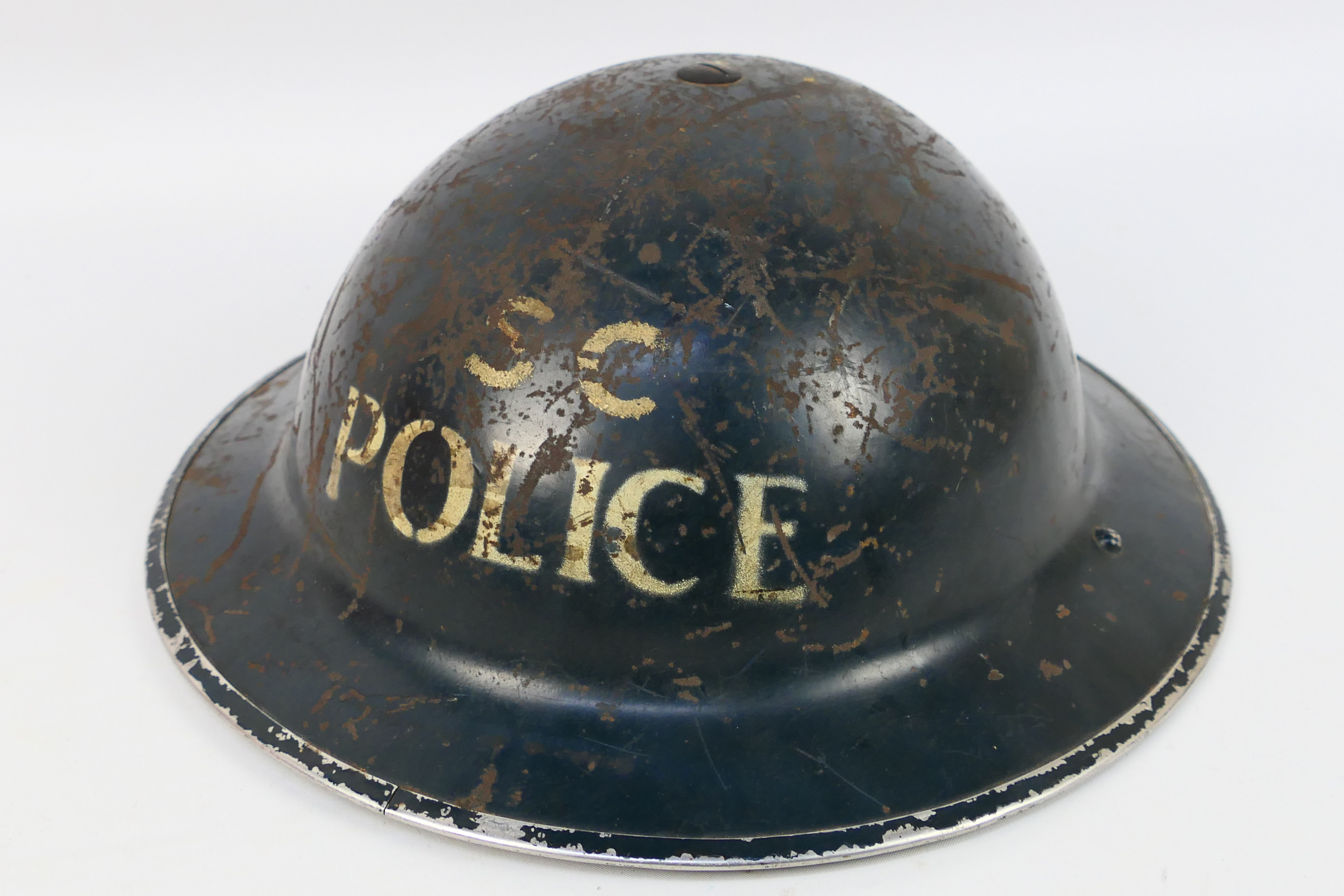 An early World War Two (WWII) Special Constabulary Police Officer's Brodie Helmet,