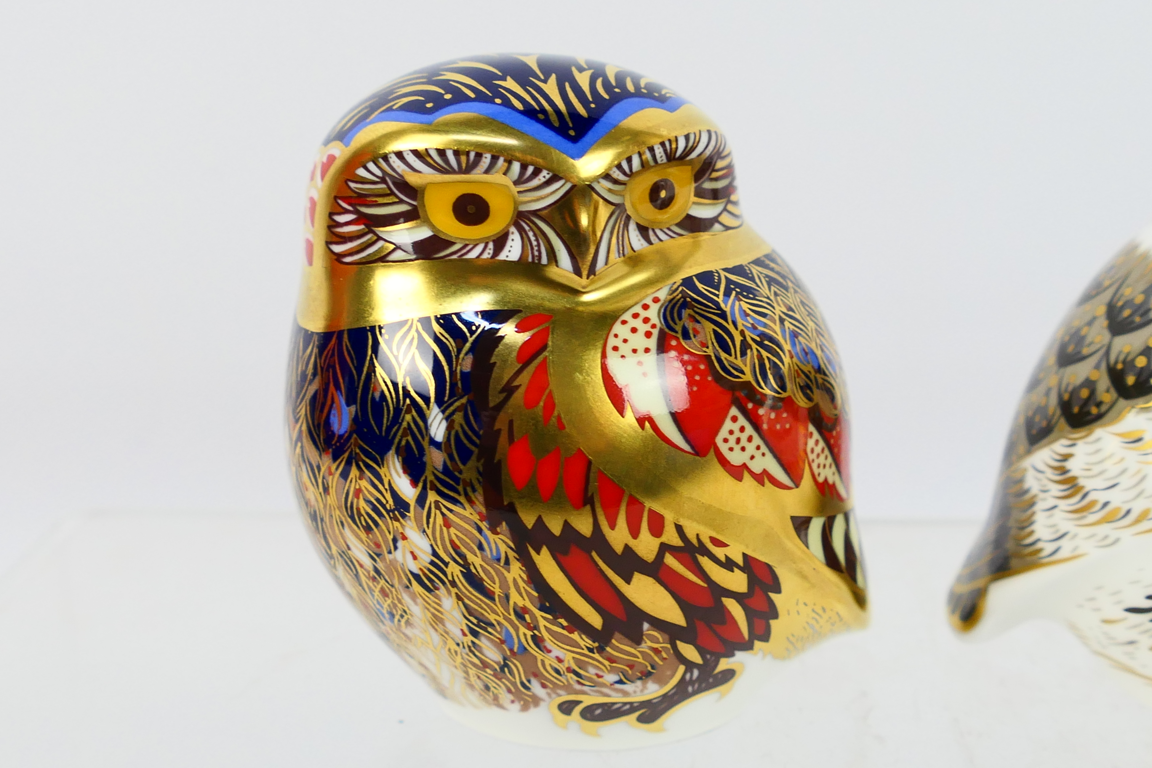 Royal Crown Derby - Two owl form paperweights comprising Athena Owl and Little Grey Owl, - Image 2 of 6