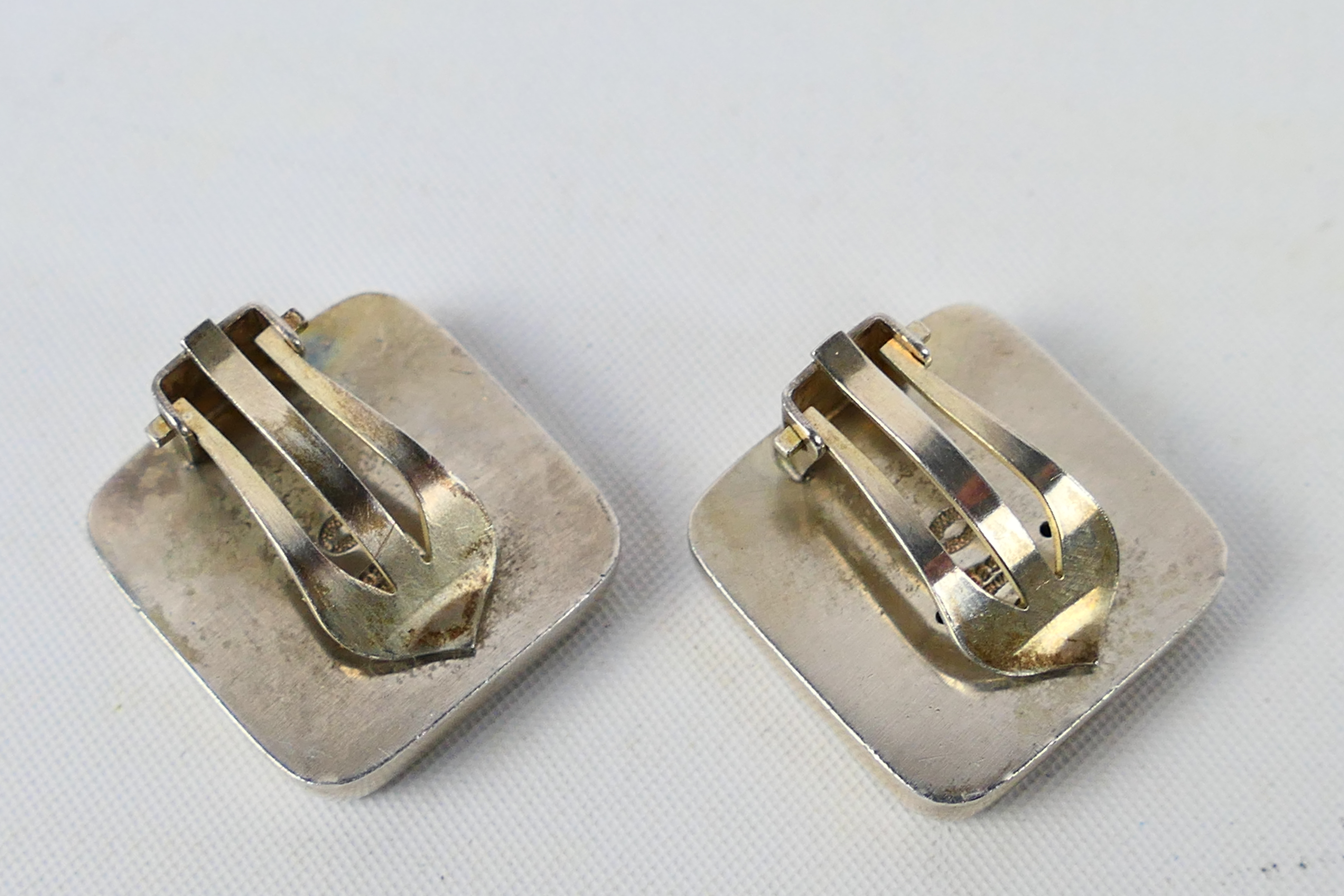 Georg Jensen - A pair of ear clips of cushion form, designed by Astrid Fog, - Image 3 of 4