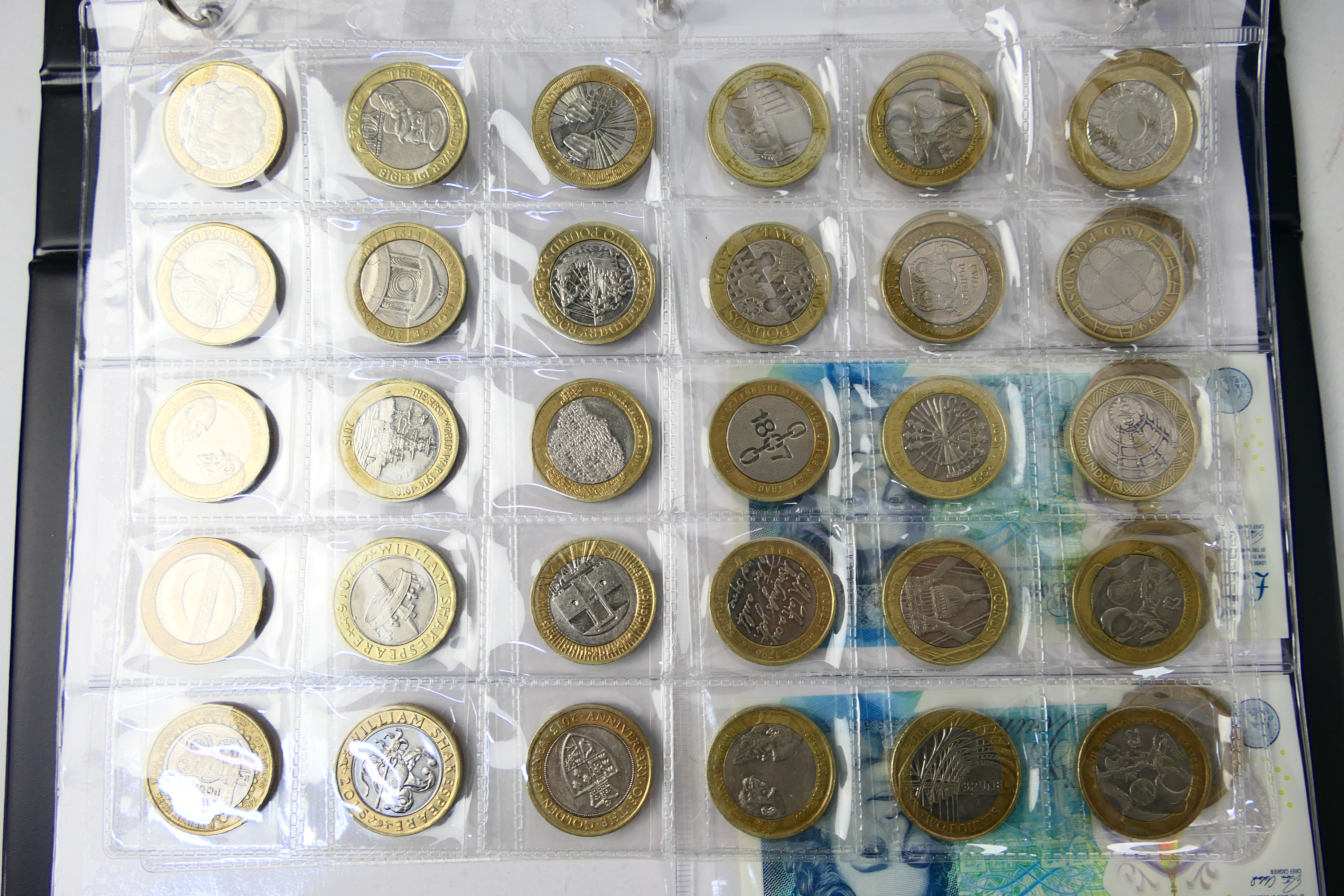 A collection of 37 collectable Two Pound Coins (£2) and two Series G (I) Five Pound Notes with - Image 3 of 7