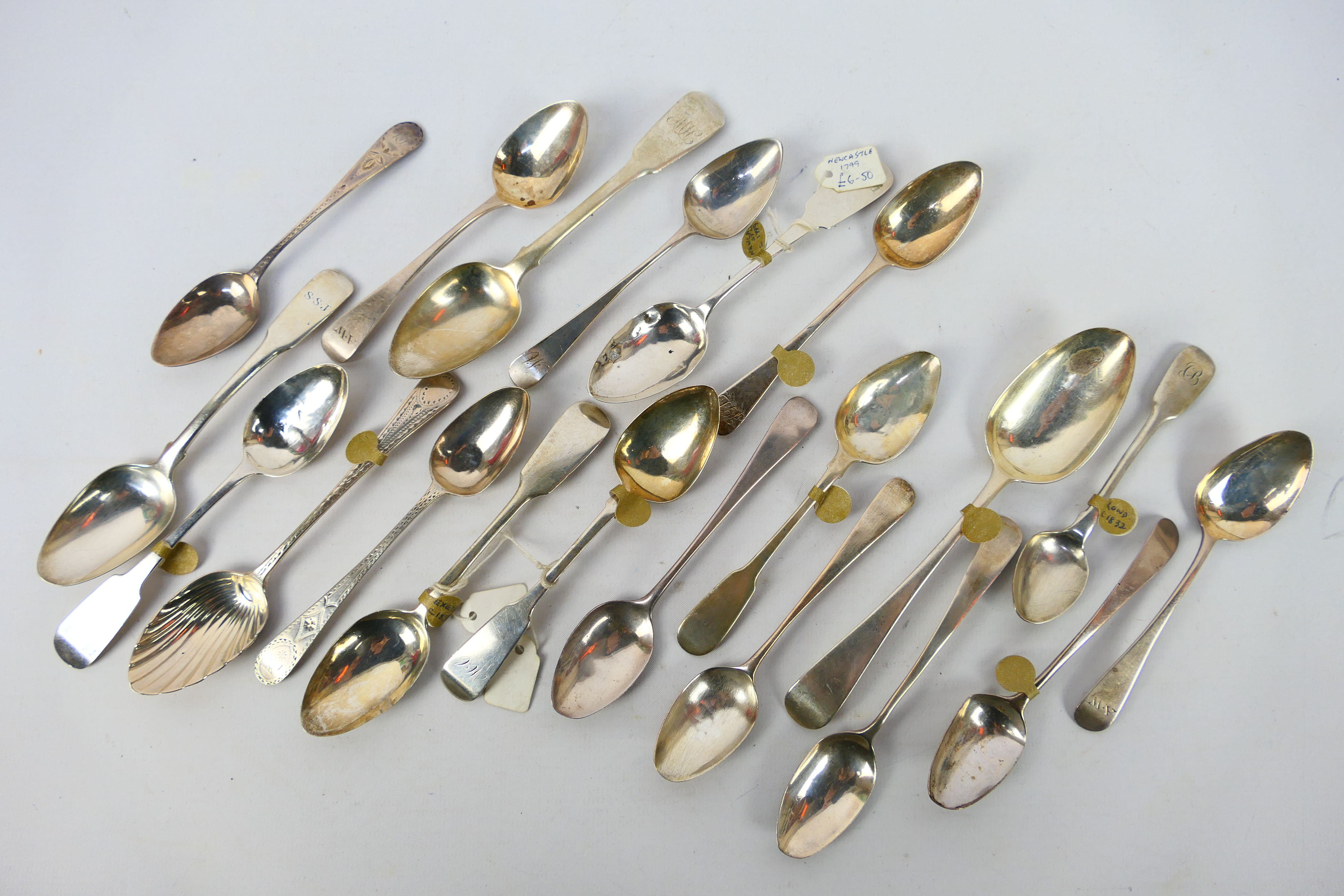 A collection of silver spoons, predominantly Georgian, various assay, date and maker's marks,