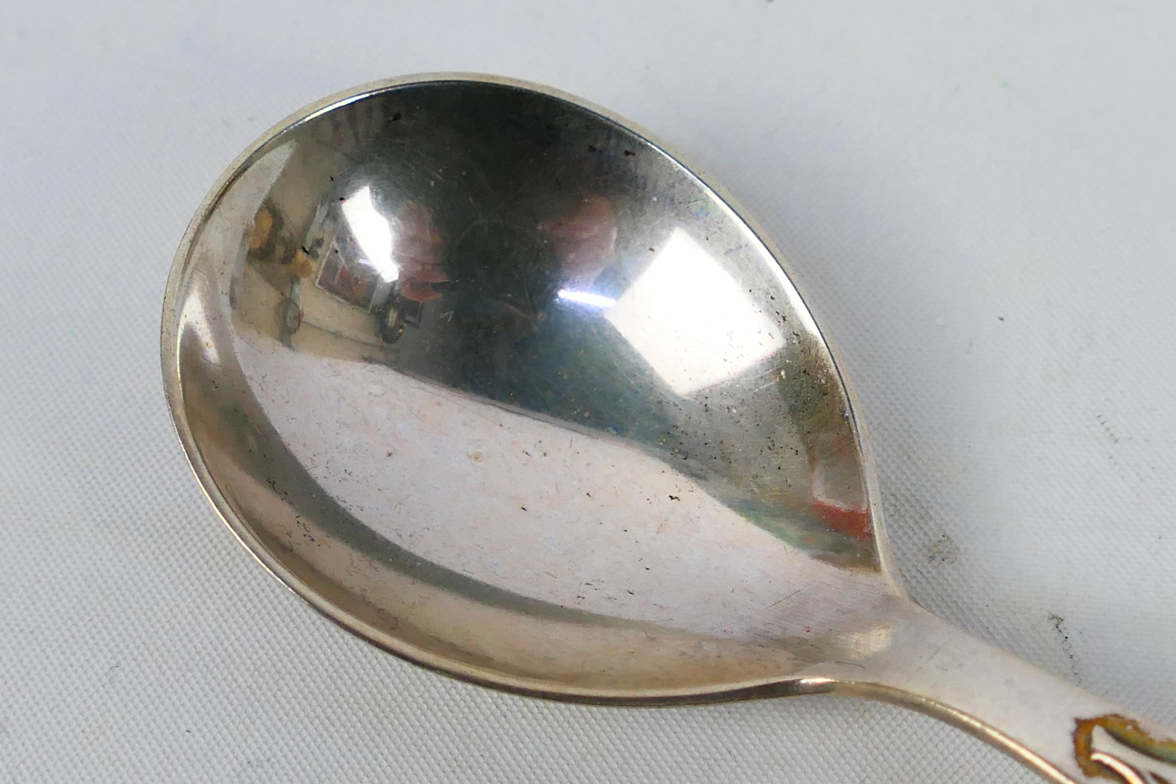 A Danish silver caddy spoon by Carl M Cohr with stylised leaf handle, 1938, - Image 3 of 5