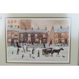 A Helen Bradley pencil signed print, Snowman, signed lower right and with blind stamp,
