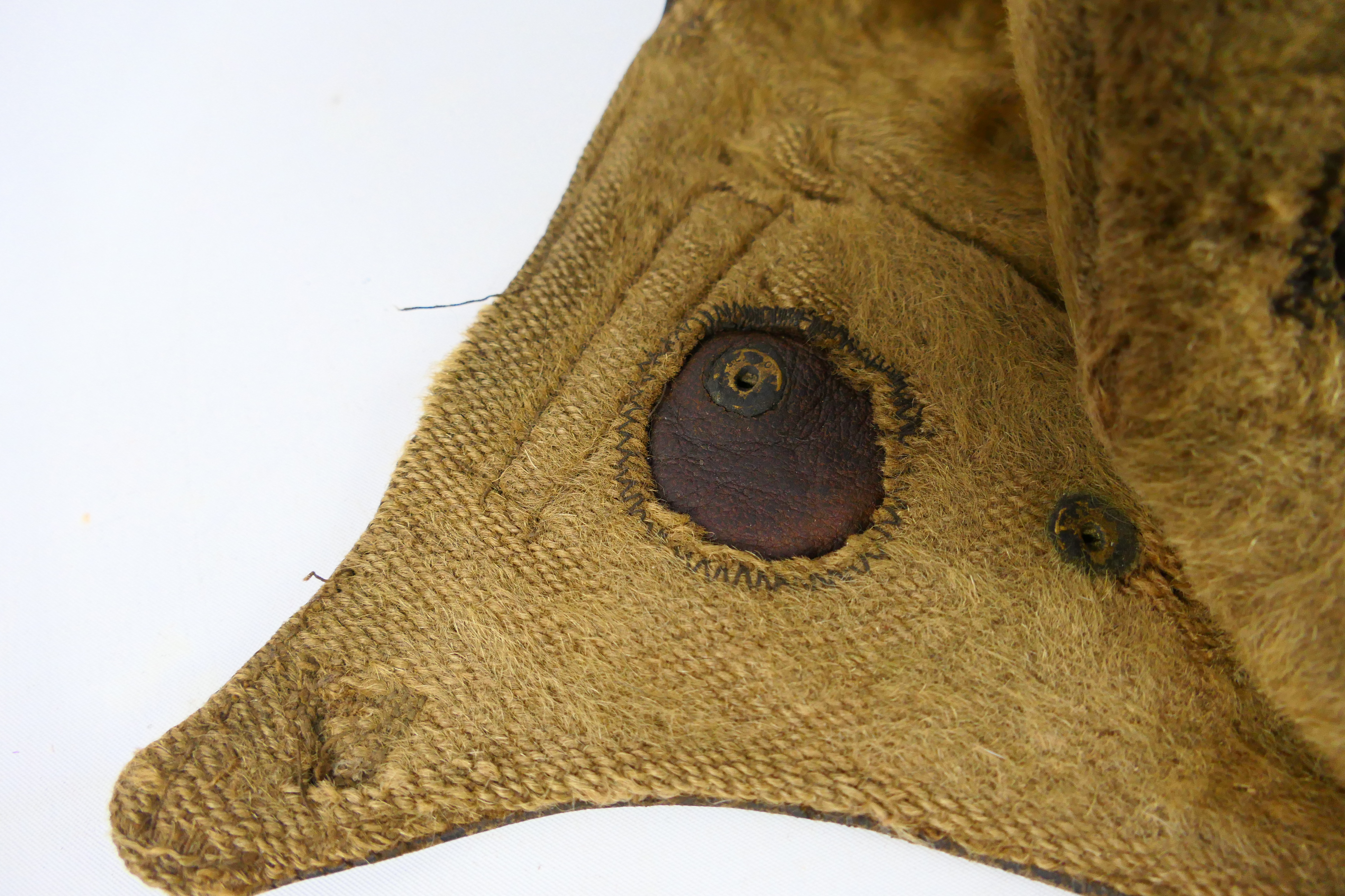 A World War One (WW1 / WWI) period leather flying helmet, RFC Mk1 style in brown leather, unmarked. - Image 8 of 10