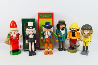 A collection of Steinbach and similar traditional, handmade, wooden figural nutcrackers, part boxed,