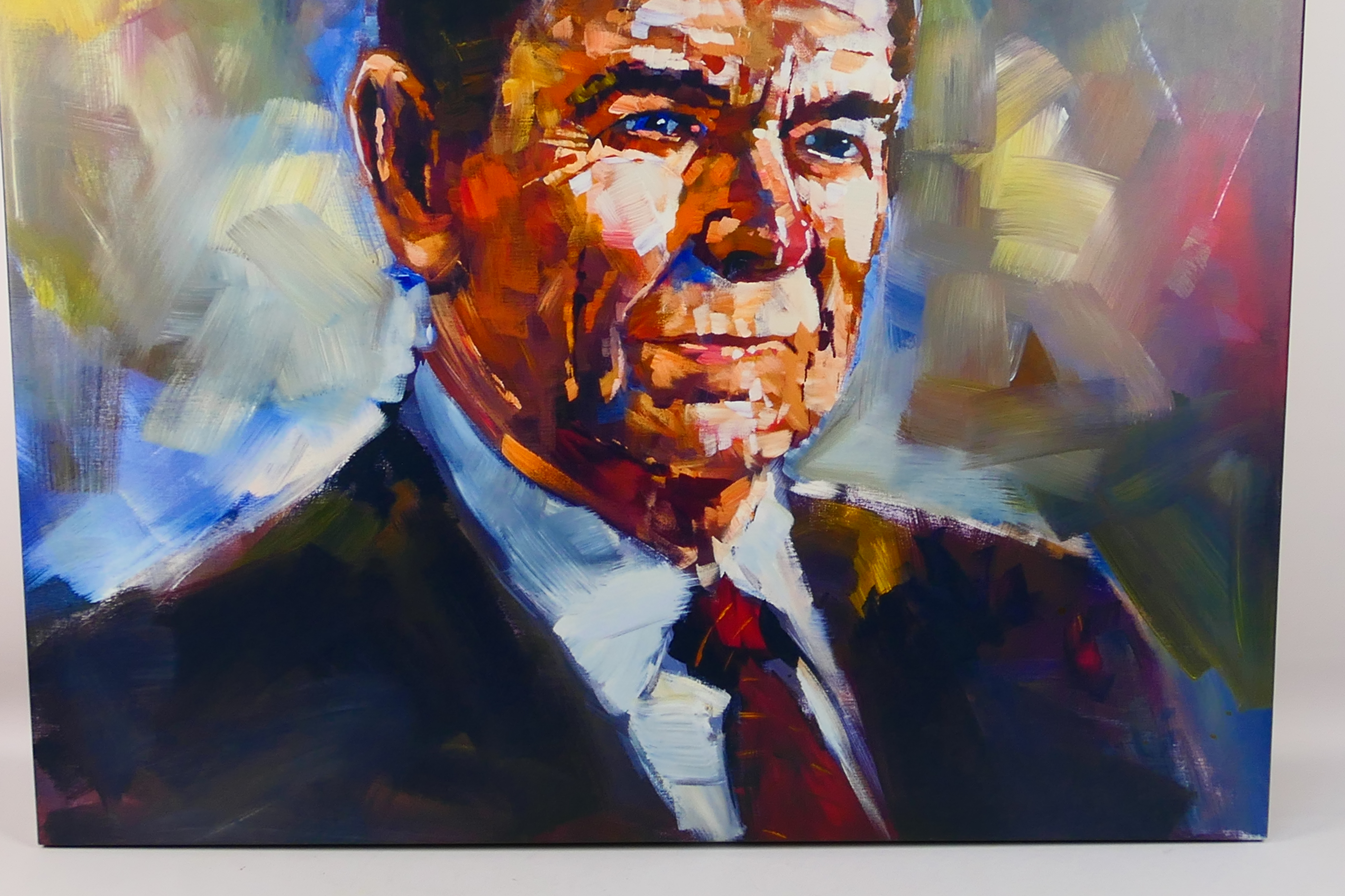 A large canvas print portrait after Steve Penley depicting Ronald Reagan, - Image 3 of 3