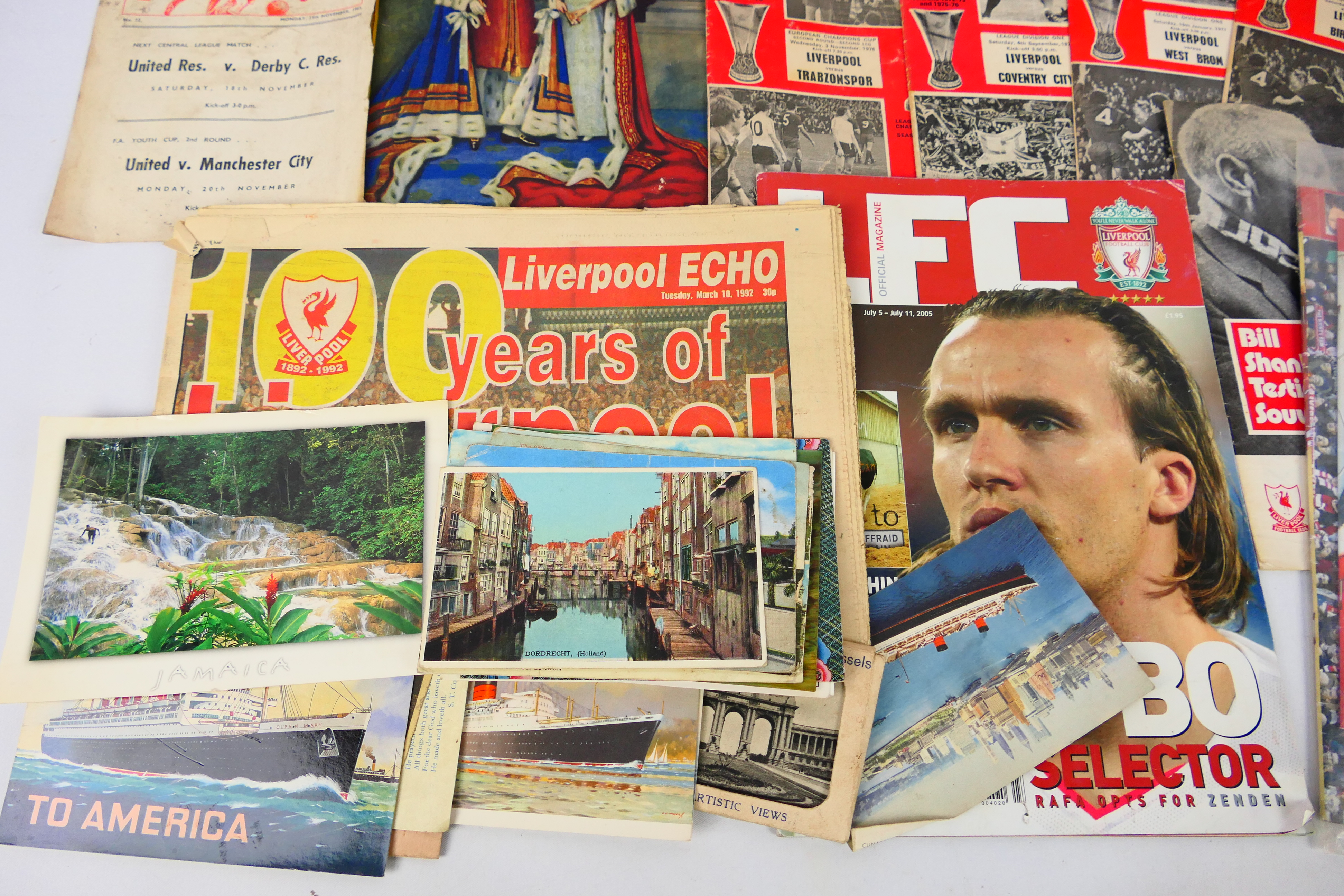 Lot comprising football programmes to include Liverpool and Manchester United, postcards, - Image 2 of 5