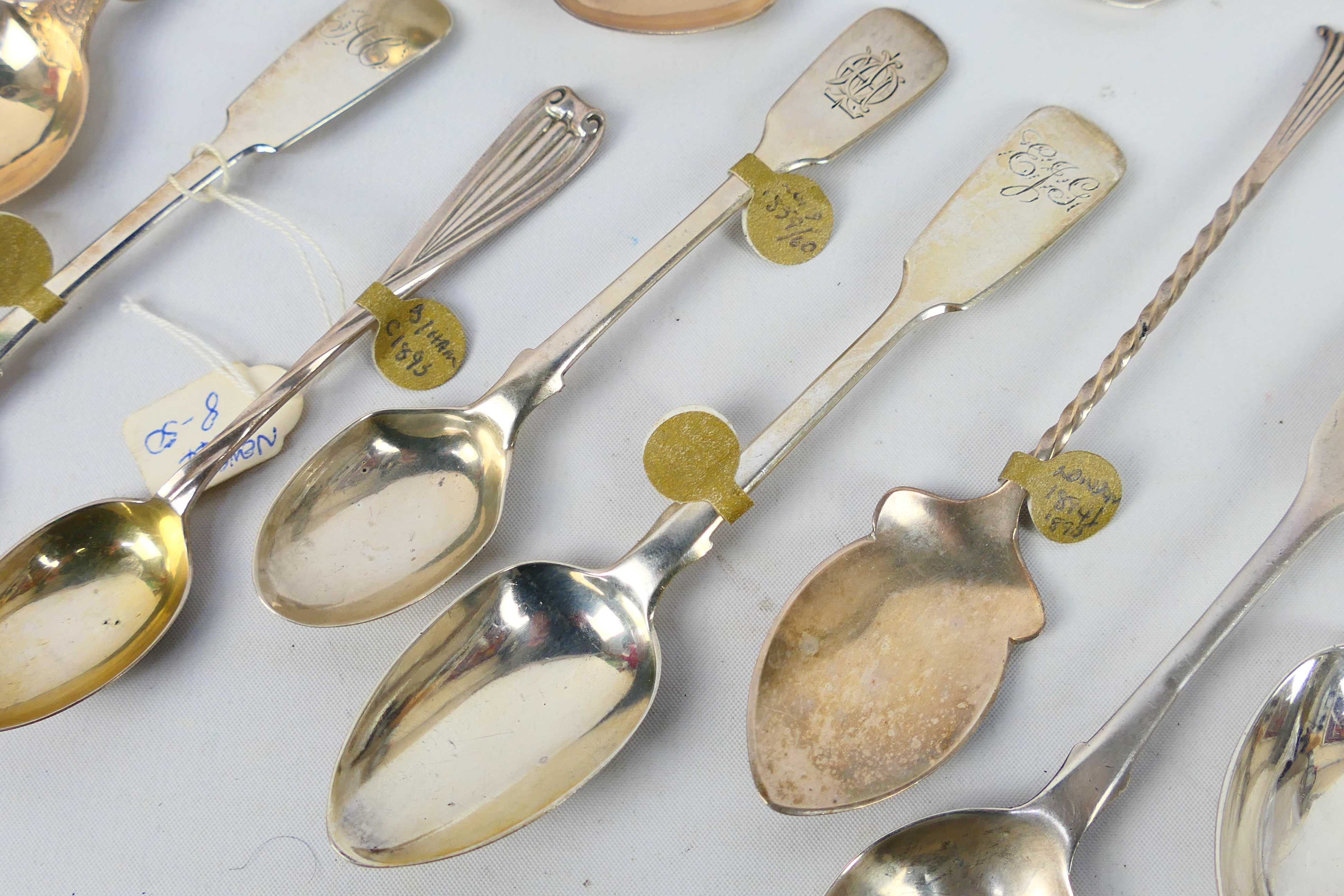 Victorian Silver - A collection of Victorian silver spoons, various assay and date marks, - Image 5 of 12