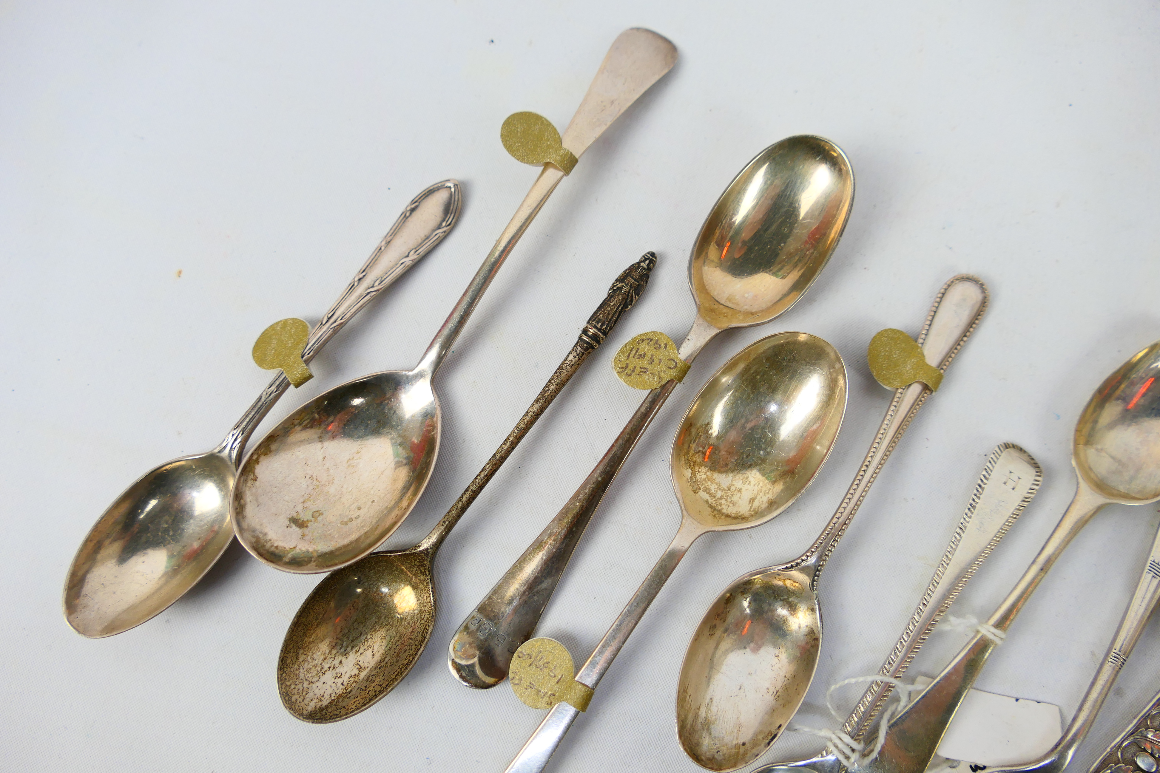 A collection of silver spoons, various assay and date marks, approximately 282 grams / 9 ozt. - Image 3 of 11