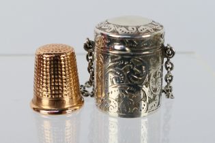 A 9ct gold thimble by Charles Horner, Chester assay, date mark unclear but probably 1918, 4 grams,