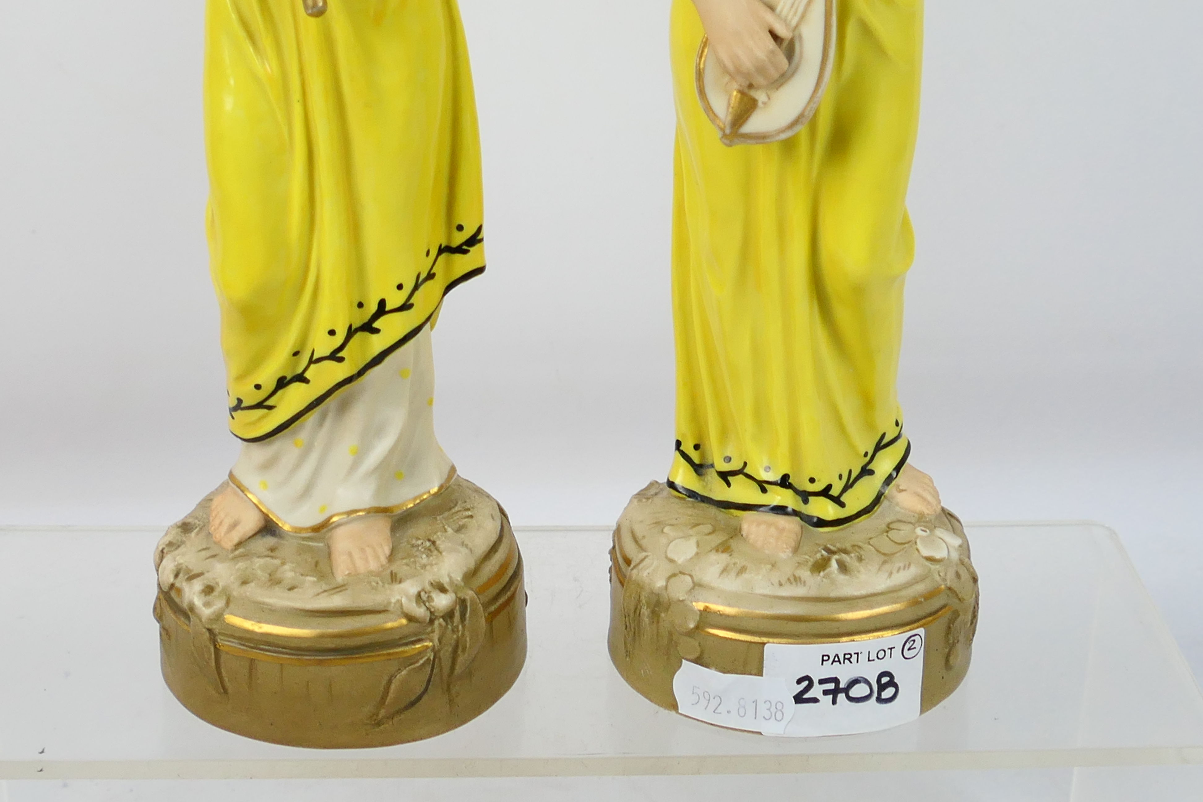 A pair of Royal Dux Classical lady figures, impressed to the base 2458 and 2459, approximately 24. - Image 3 of 5