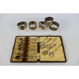 Silver Group - Lot to include five hallmarked silver coffee spoons,