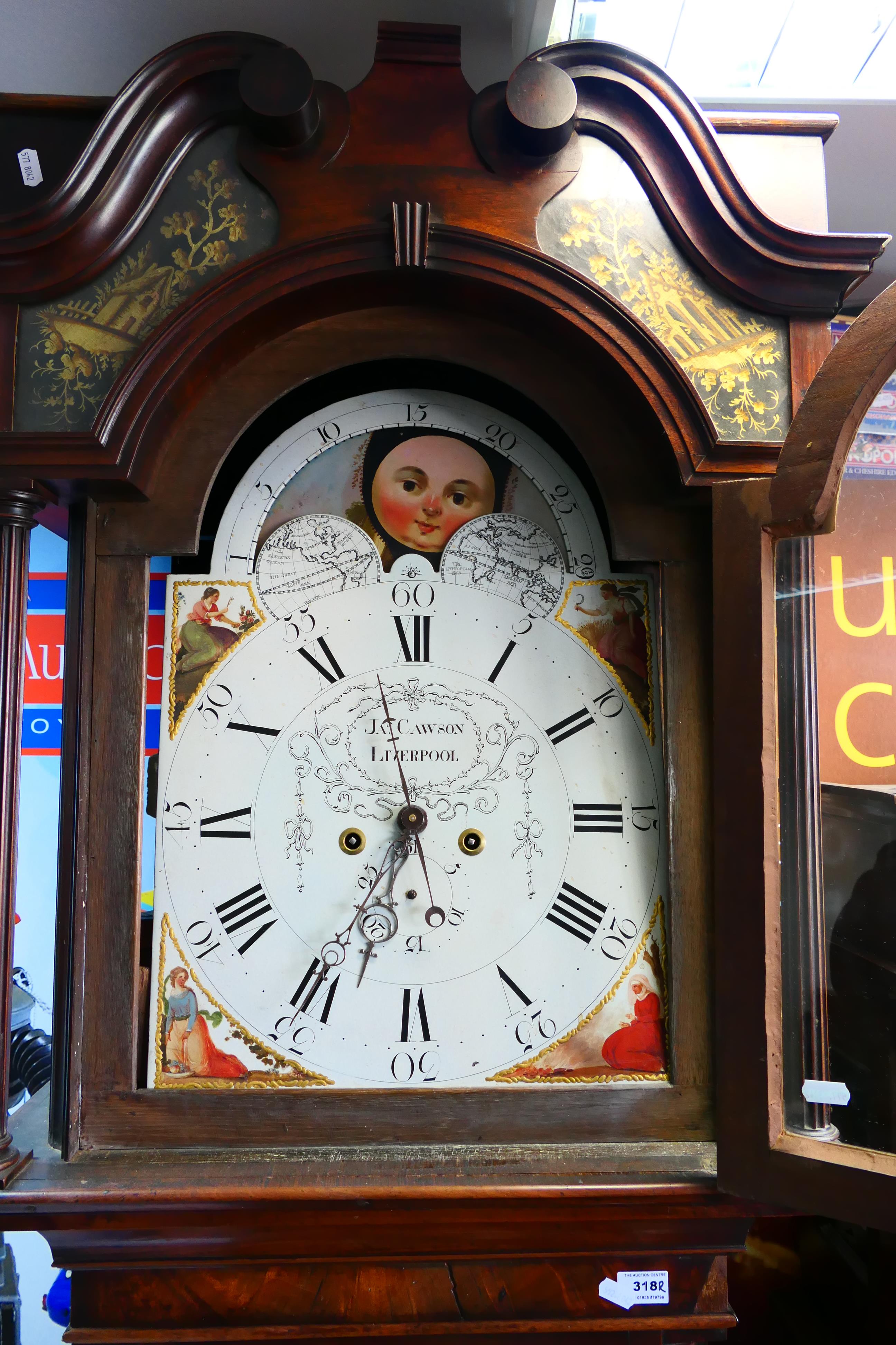 A late 18th century mahogany-cased 8-day longcase clock, signed to the arched, painted, - Image 17 of 34