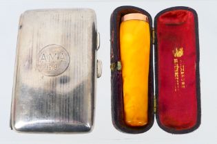 Lot to include a George V silver cigarette case with gilt interior, Birmingham assay 1918,