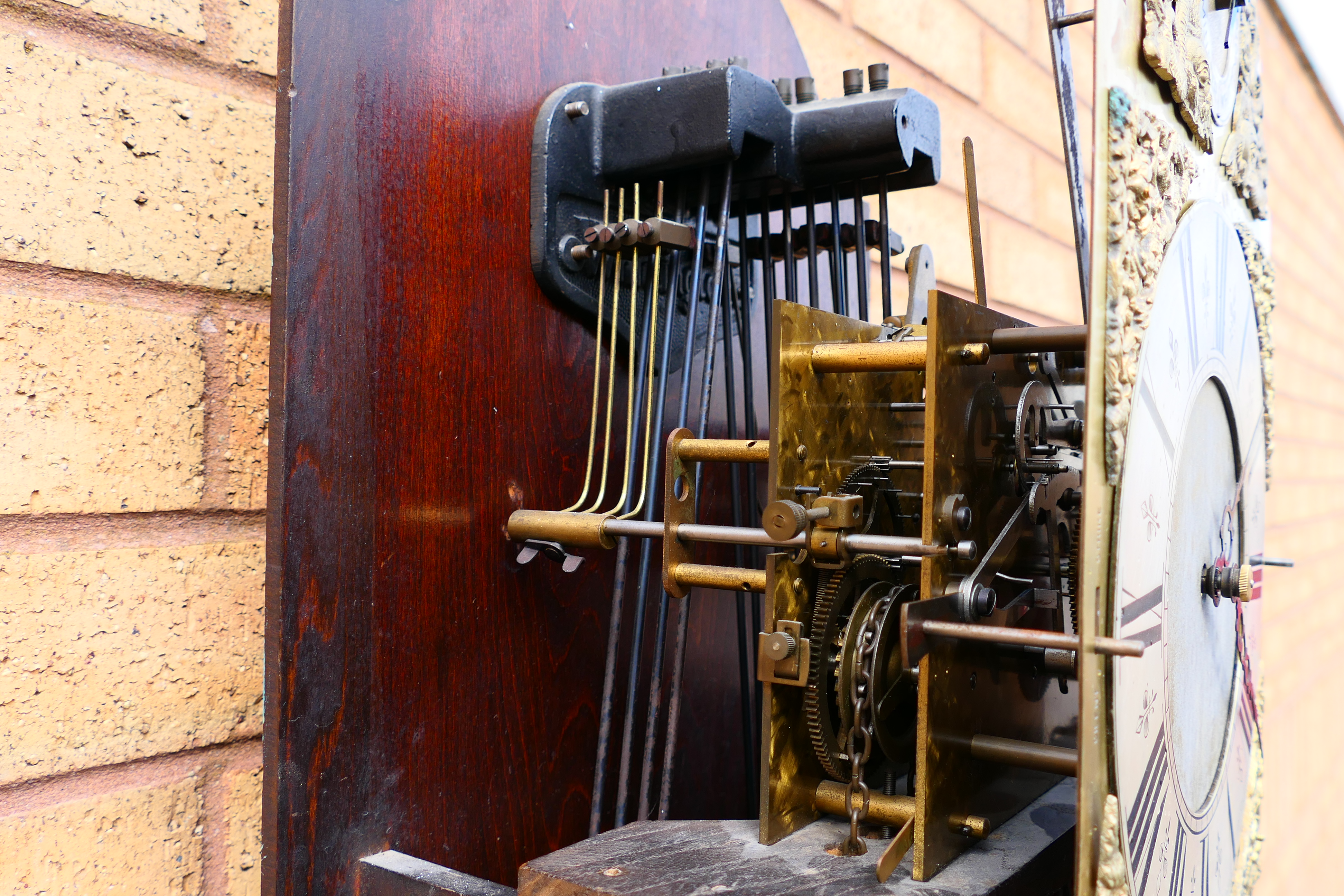 An early 20th century, oak cased grandmother clock, glazed door, - Image 6 of 11