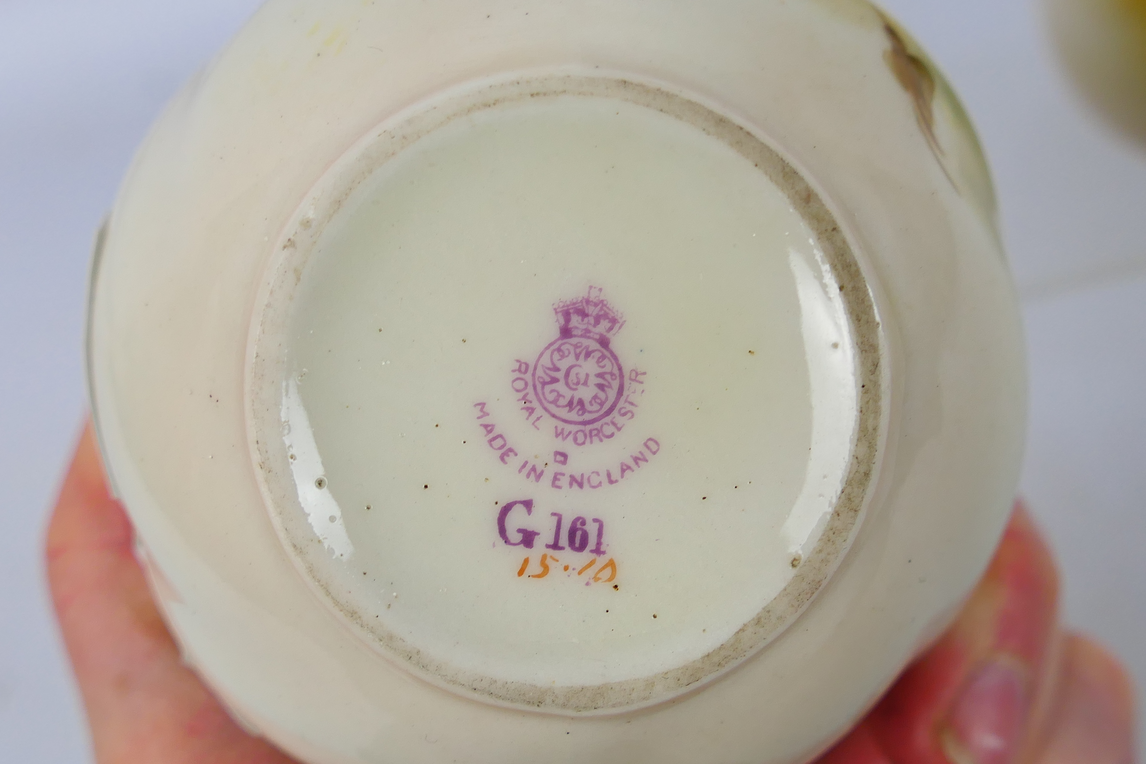 Royal Worcester - Two small vases decorated with roses, one signed for Ethel Spilsbury, - Image 6 of 7