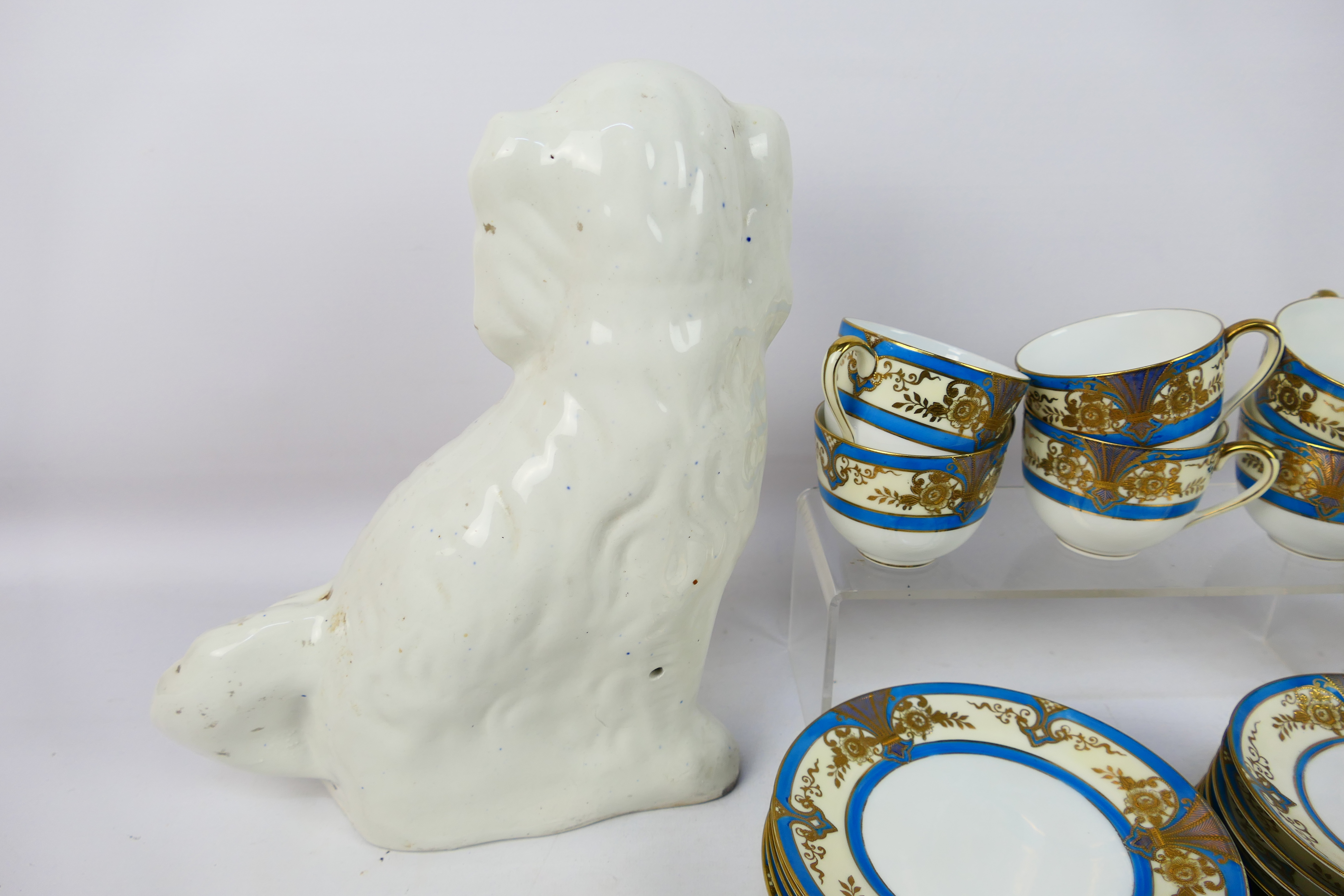 A pair of Staffordshire dogs in white and gilt, - Image 5 of 10