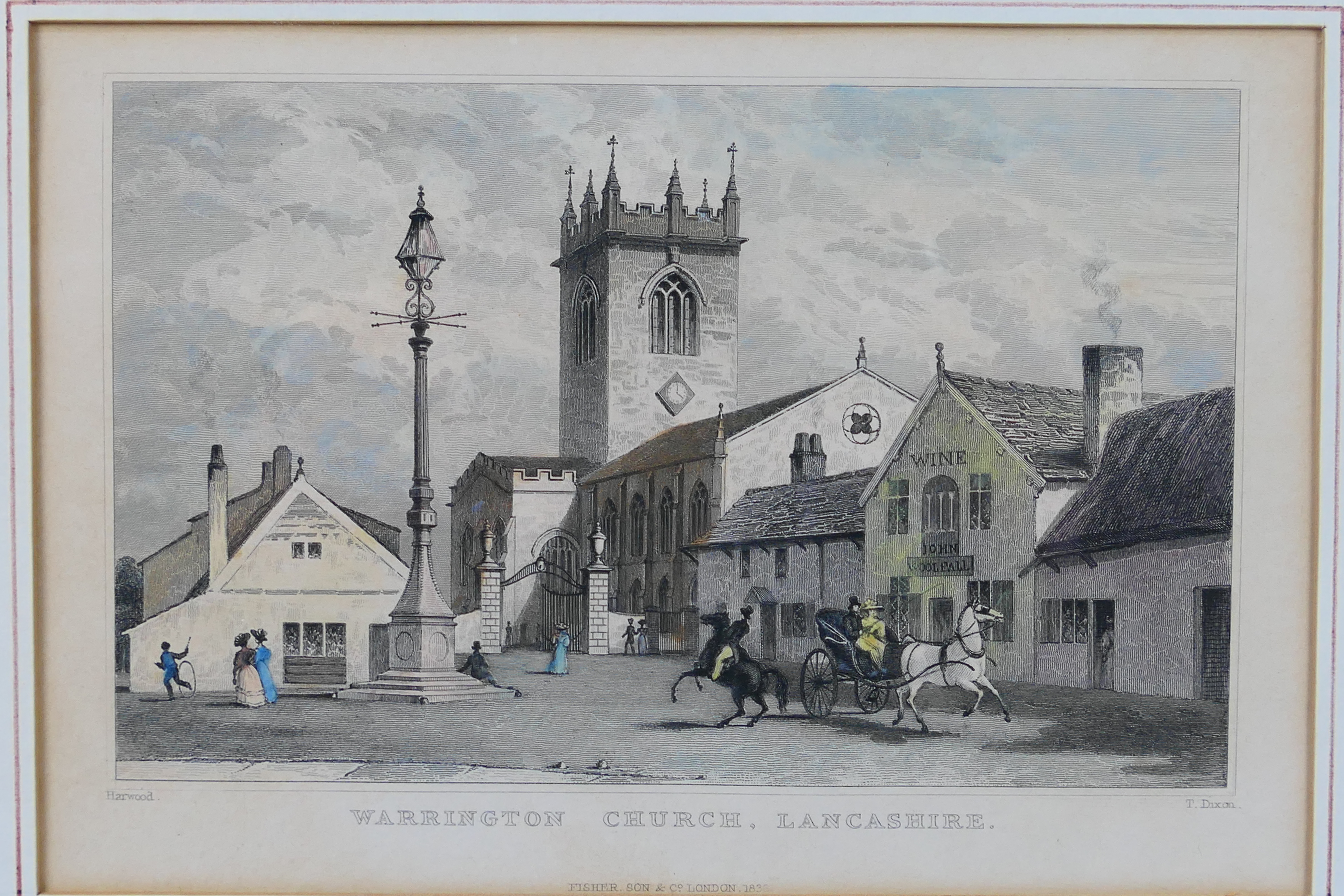 Two framed engravings of Warrington interest, Church and Market Place and a Dutch harbour scene, - Image 5 of 6