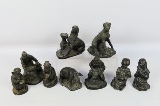 A collection of cold cast bronze figures / groups to include Heredities,