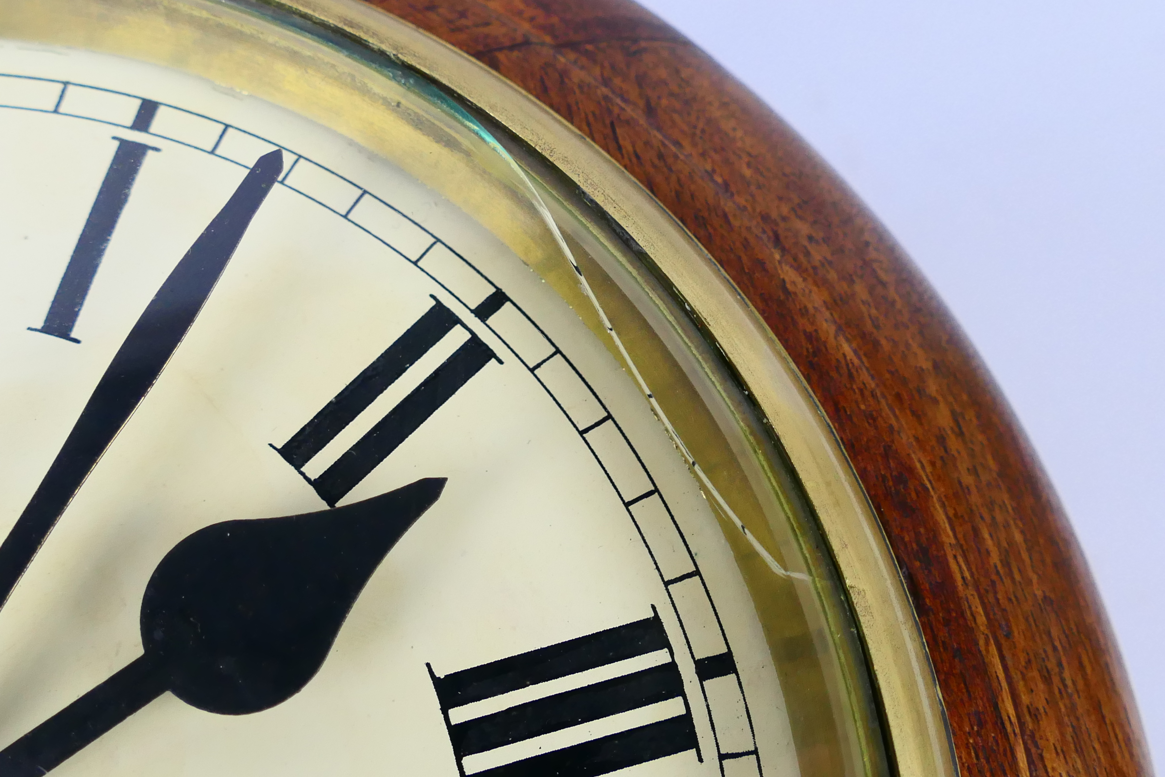 A fusee drop dial wall clock, stained and polished case, - Image 3 of 10