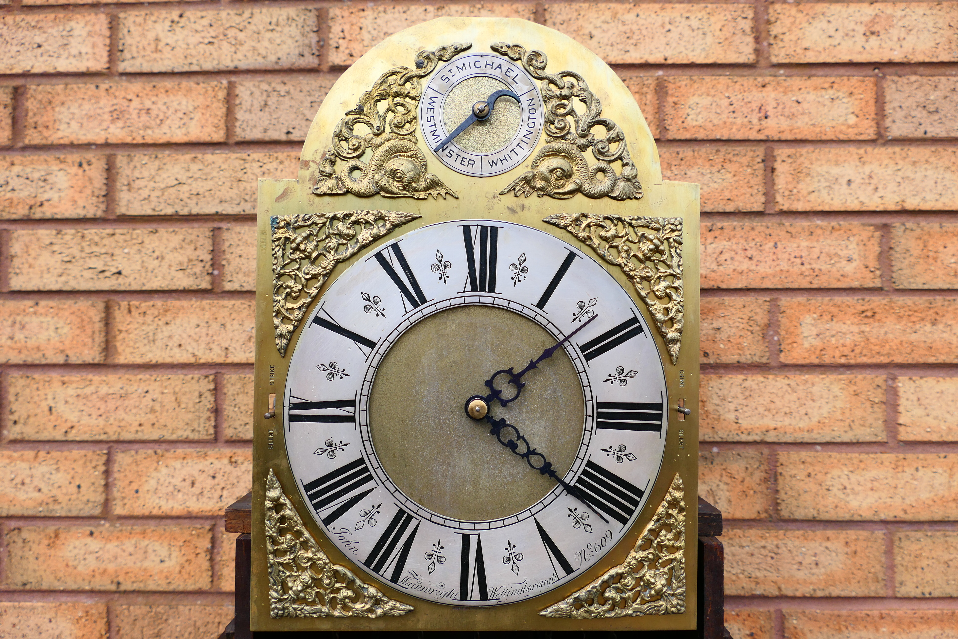 An early 20th century, oak cased grandmother clock, glazed door, - Image 5 of 11